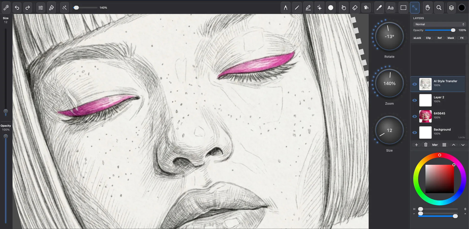 InkForge — full app view with layer panel open